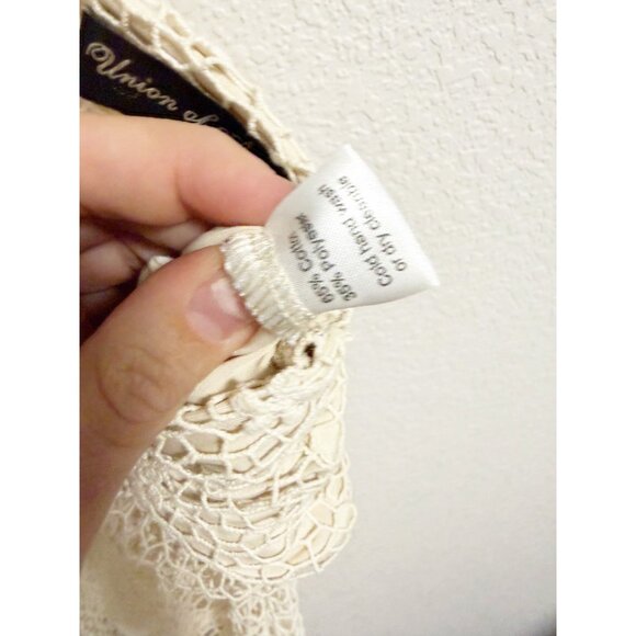 Union of Angels Womens Cream Crochet Lace Maxi Skirt Boho Sheer Floral Hem XS - Picture 3 of 5